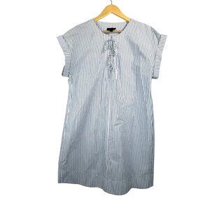 J.Crew relaxed striped poplin shirt dress blue‎ 90s nautical sz TXL